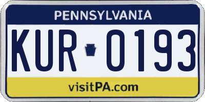 PA license plate KUR0193