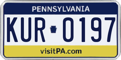 PA license plate KUR0197