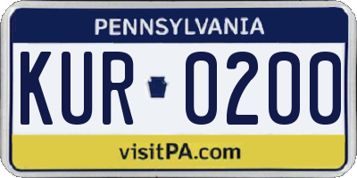PA license plate KUR0200