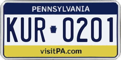 PA license plate KUR0201