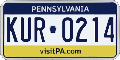 PA license plate KUR0214