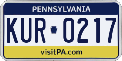 PA license plate KUR0217