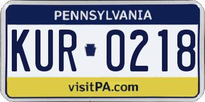 PA license plate KUR0218