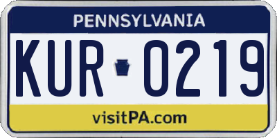 PA license plate KUR0219