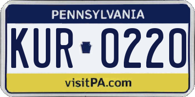 PA license plate KUR0220