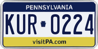 PA license plate KUR0224