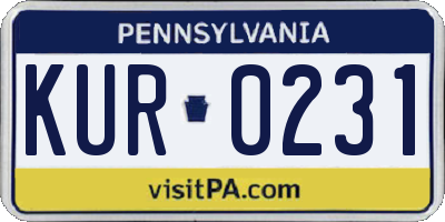PA license plate KUR0231