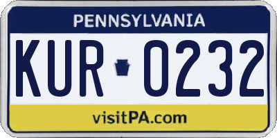 PA license plate KUR0232