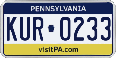PA license plate KUR0233