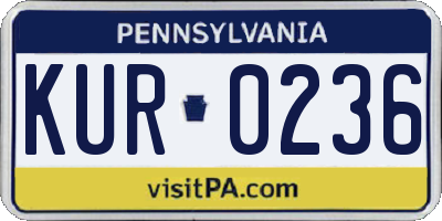 PA license plate KUR0236