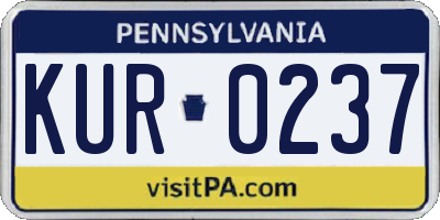 PA license plate KUR0237