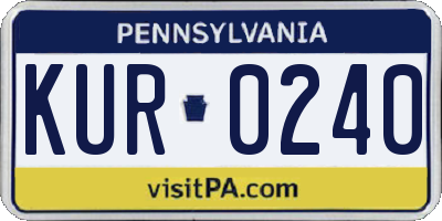PA license plate KUR0240