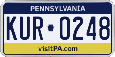 PA license plate KUR0248