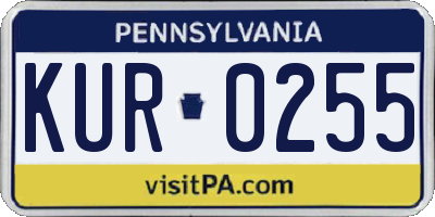 PA license plate KUR0255