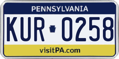 PA license plate KUR0258