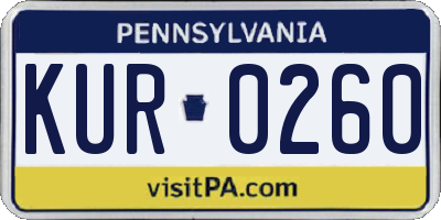 PA license plate KUR0260