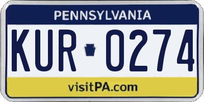 PA license plate KUR0274