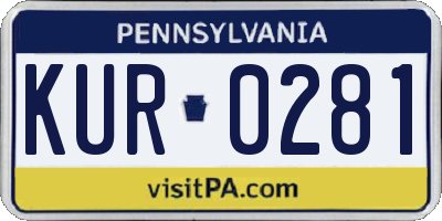 PA license plate KUR0281