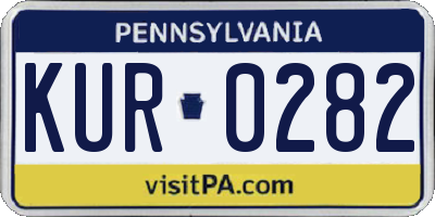 PA license plate KUR0282