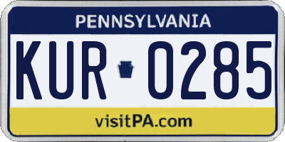PA license plate KUR0285