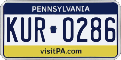 PA license plate KUR0286