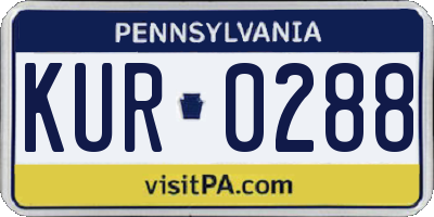 PA license plate KUR0288