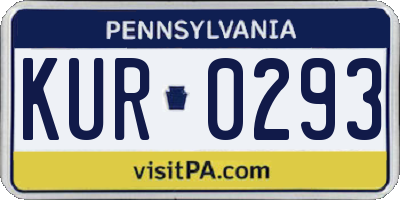 PA license plate KUR0293