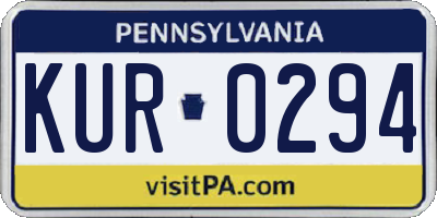 PA license plate KUR0294