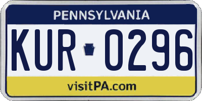 PA license plate KUR0296