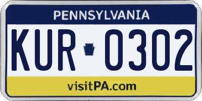 PA license plate KUR0302