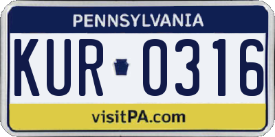 PA license plate KUR0316