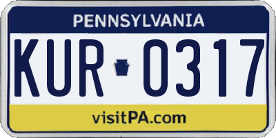 PA license plate KUR0317