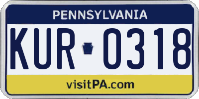 PA license plate KUR0318