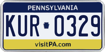 PA license plate KUR0329