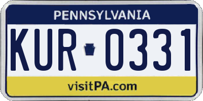 PA license plate KUR0331