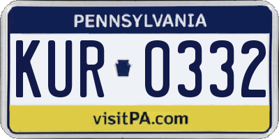 PA license plate KUR0332