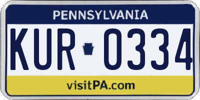 PA license plate KUR0334