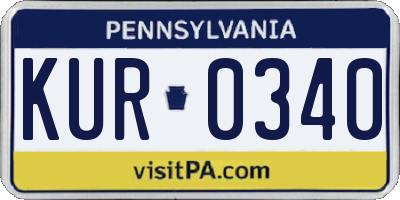 PA license plate KUR0340