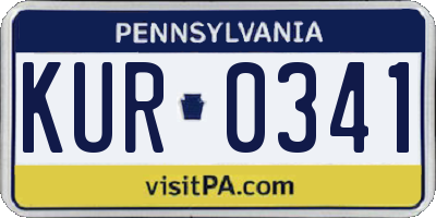 PA license plate KUR0341