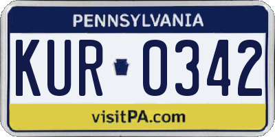 PA license plate KUR0342