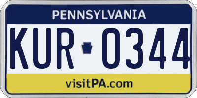 PA license plate KUR0344
