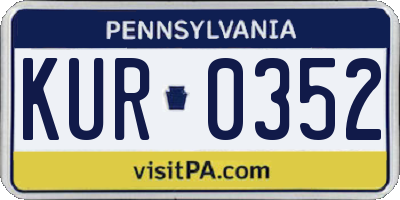 PA license plate KUR0352