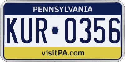 PA license plate KUR0356
