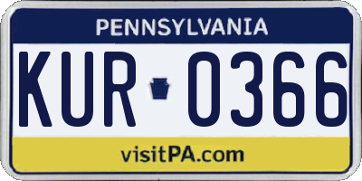PA license plate KUR0366