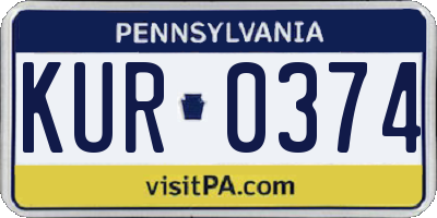 PA license plate KUR0374