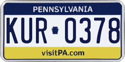 PA license plate KUR0378