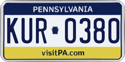 PA license plate KUR0380