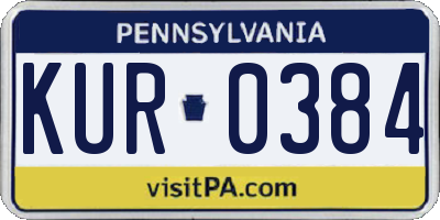PA license plate KUR0384
