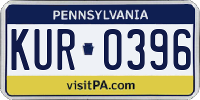 PA license plate KUR0396