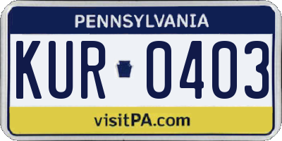 PA license plate KUR0403